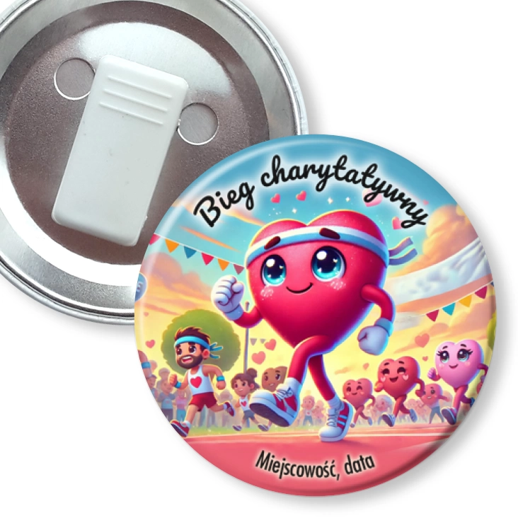 przypinka z żabką Bieg charytatywny