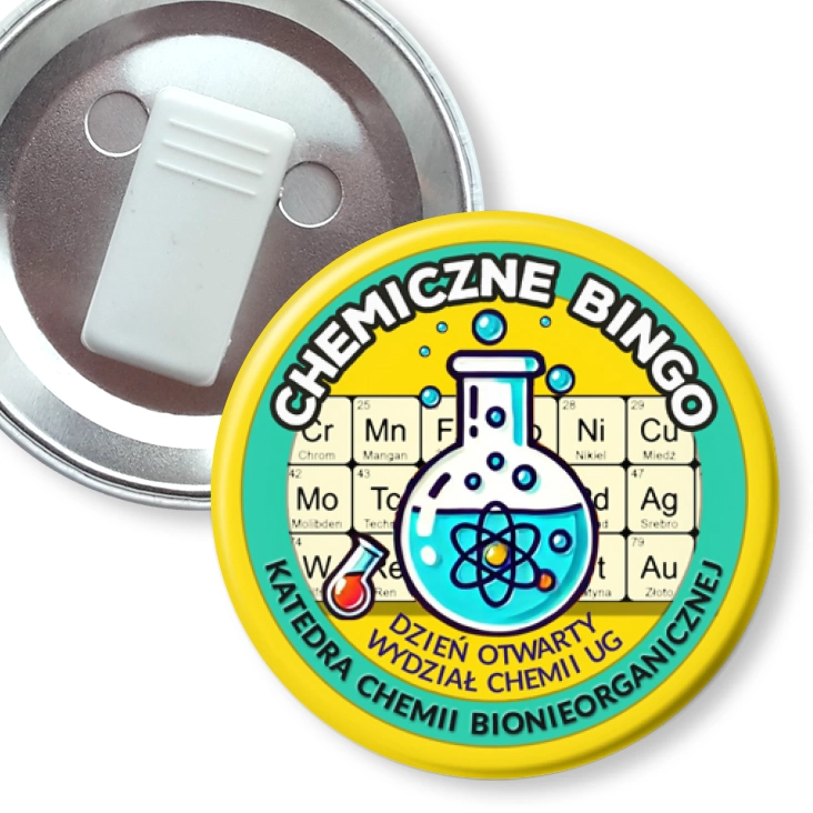 przypinka z żabką Chemiczne Bingo