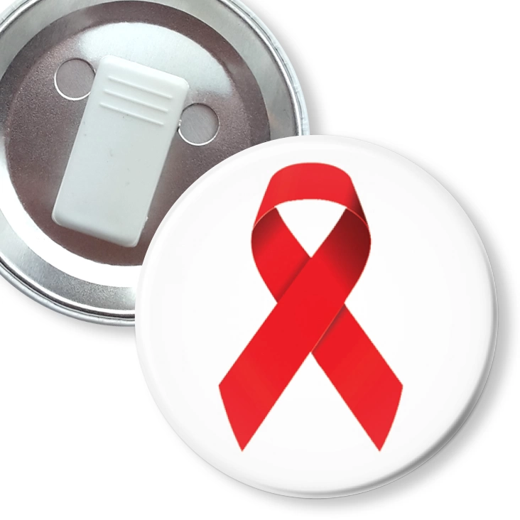 przypinka z żabką Czerwona wstążka symbol walki z AIDS
