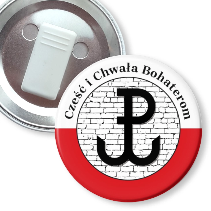 przypinka z żabką Cześć i Chwała Bohaterom