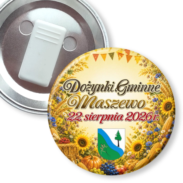 przypinka z żabką Dożynki Gminne Maszewo 2026