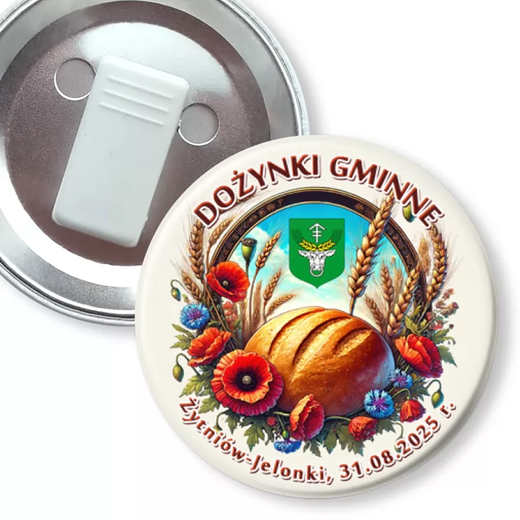 przypinka z żabką Dozynki gminne Żytników-Jelonki 2025