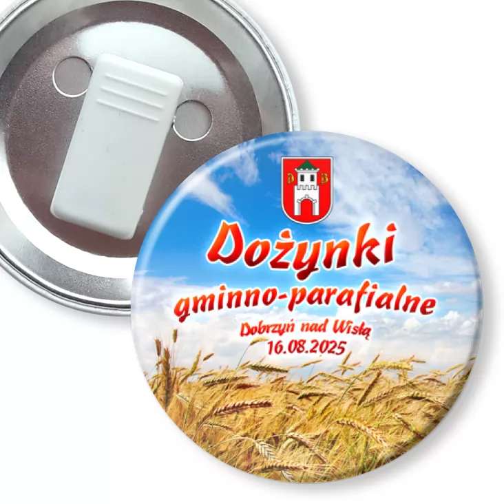 przypinka z żabką Dożynki gminno-parafialne 2025 Dobrzyń nad Wisłą