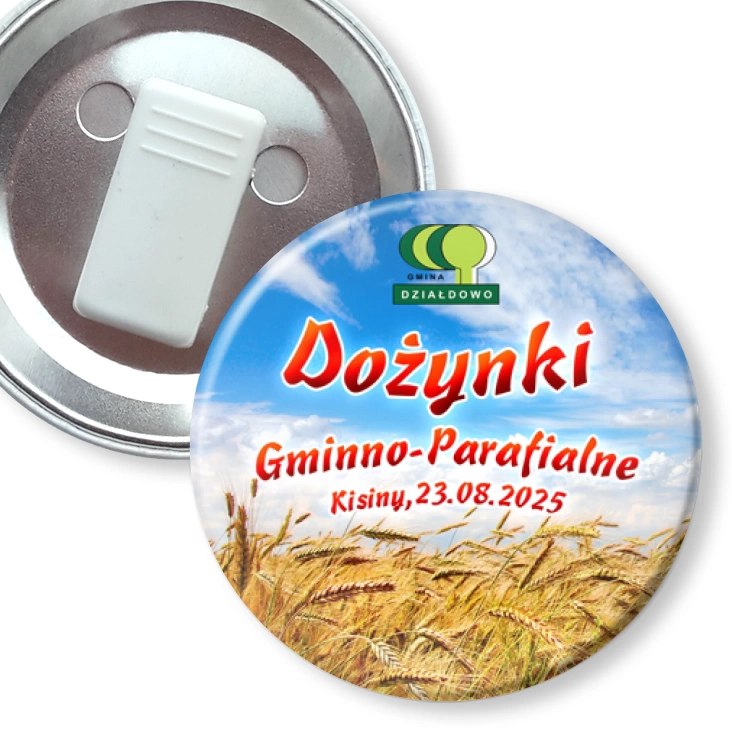 przypinka z żabką Dożynki Gminno-Parafialne Kisiny 2025