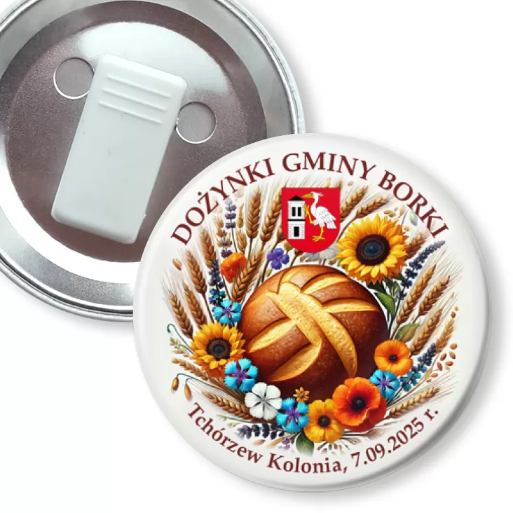 przypinka z żabką Dożynki Gminy Borki 2025