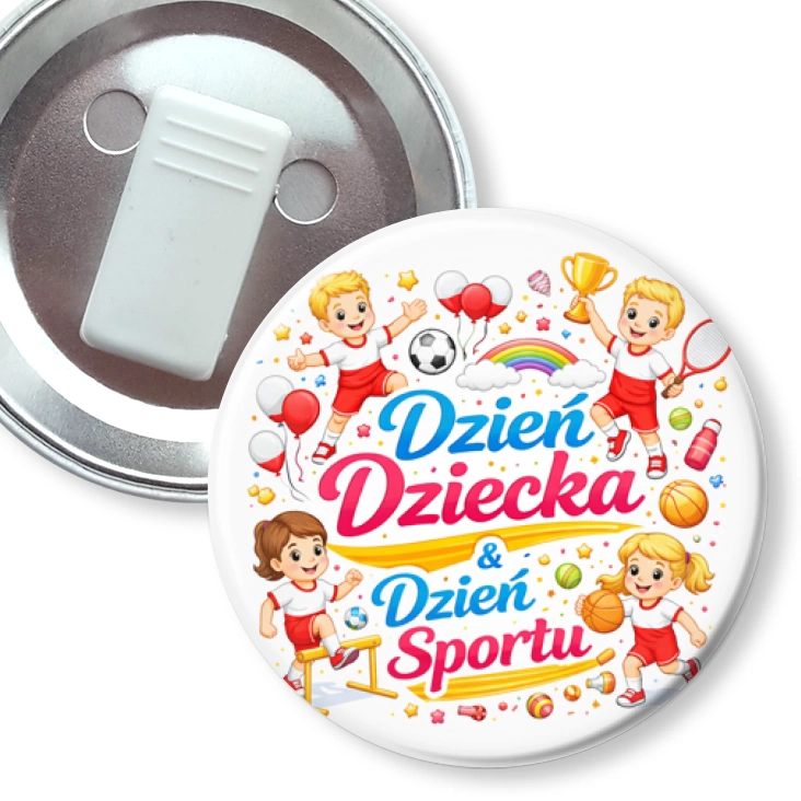przypinka z żabką Dzień Dziecka i Dzień Sportu
