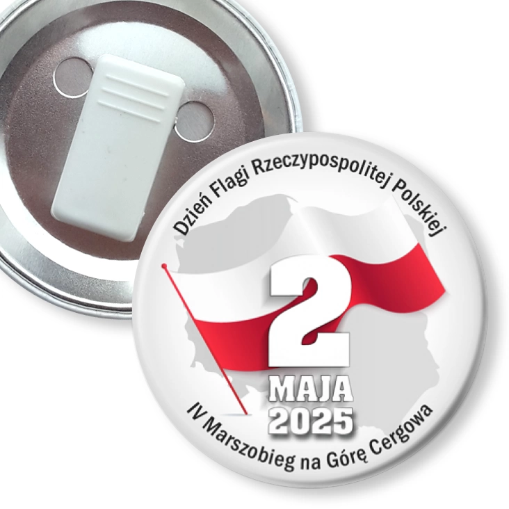 przypinka z żabką Dzień Flagi Marszobieg Cergowa