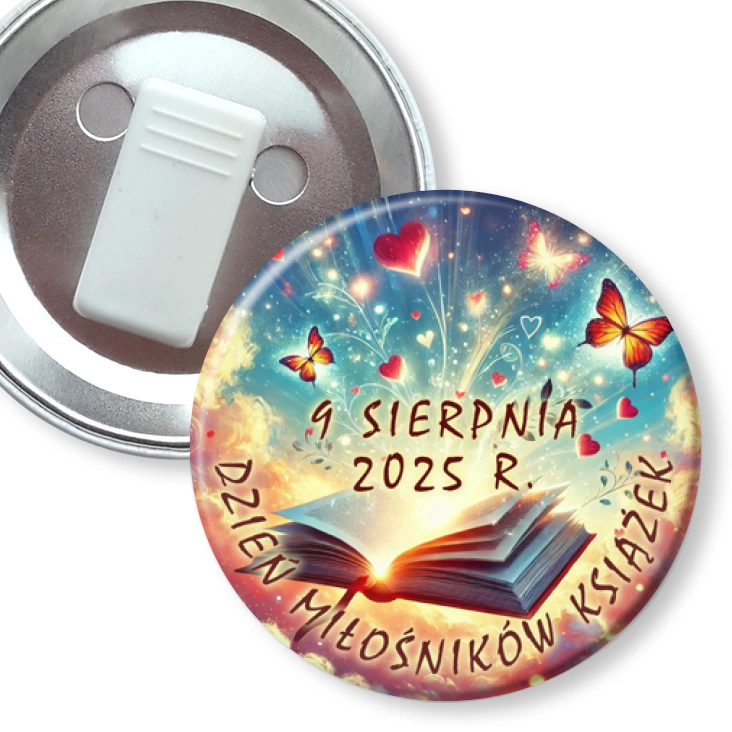 przypinka z żabką Dzień miłośników książek