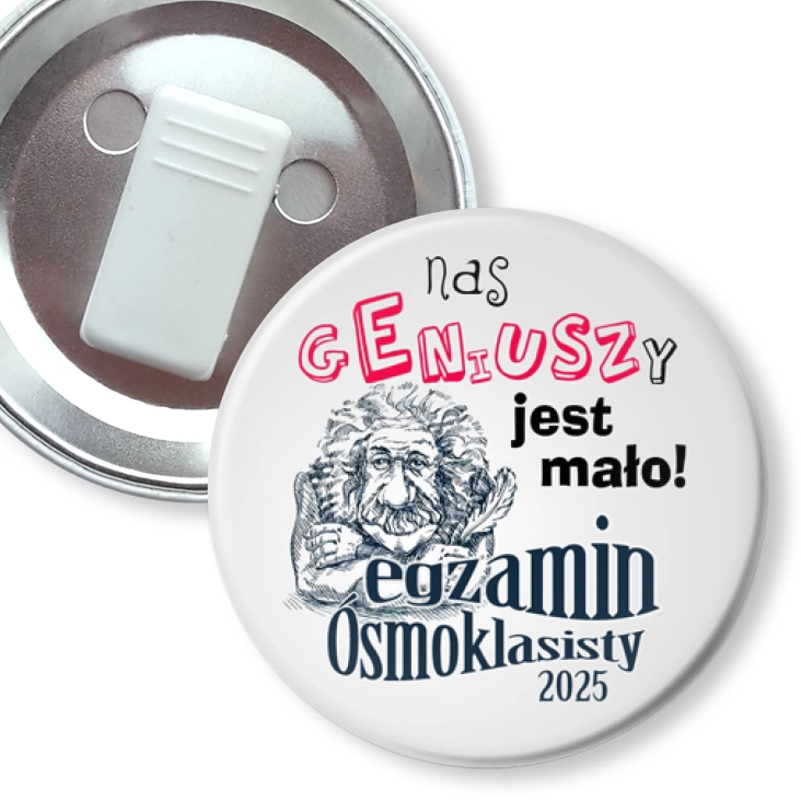 przypinka z żabką Egzamin Ósmoklasisty Albert Einstein