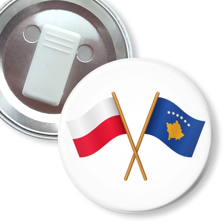 przypinka z żabką Flagi przyjaźni Polska Kosowo