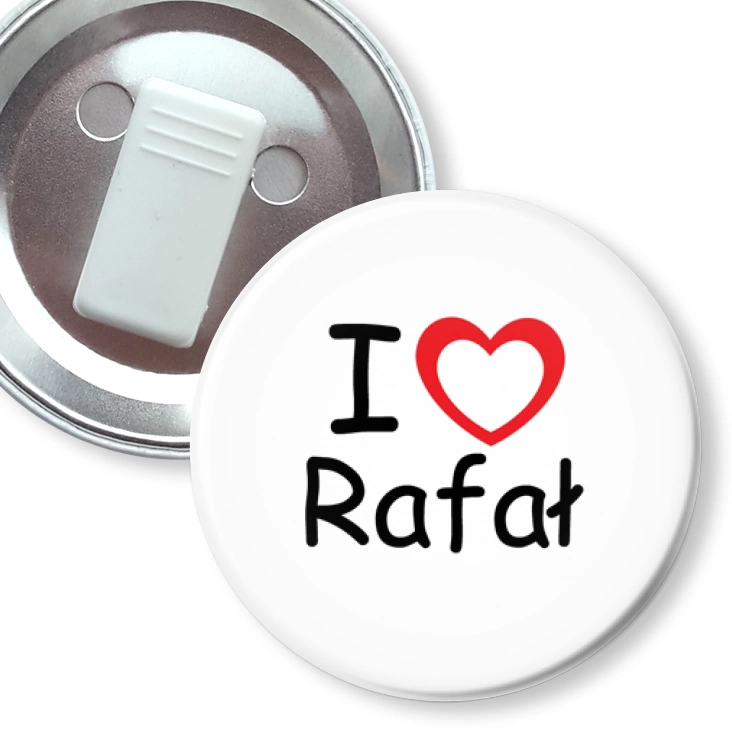 przypinka z żabką I love Rafał