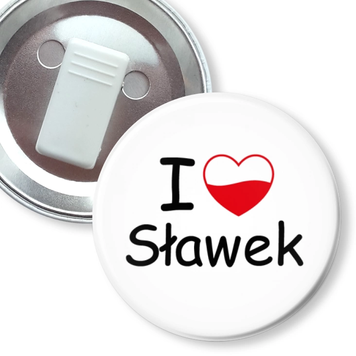 przypinka z żabką I love Sławek