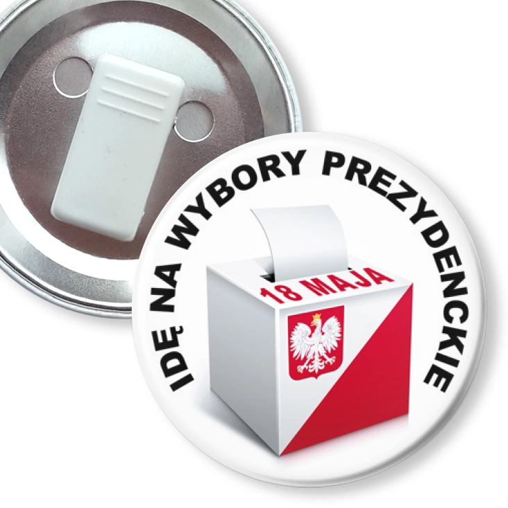 przypinka z żabką Idę na wybory prezydenckie
