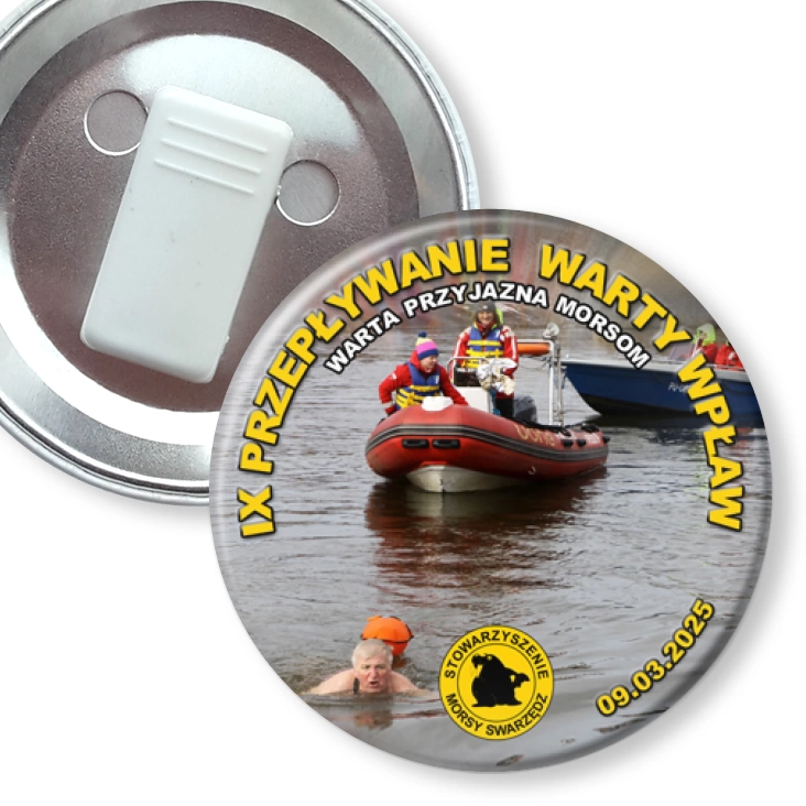 przypinka z żabką IX Przepływanie Warty Wpław