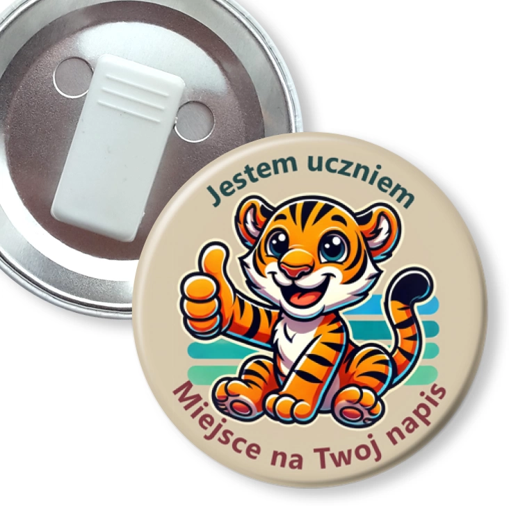 przypinka z żabką Jestem uczniem tygrysek