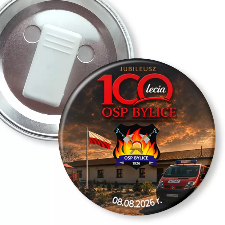 przypinka z żabką Jubileusz 100-lecia OSP Bylice