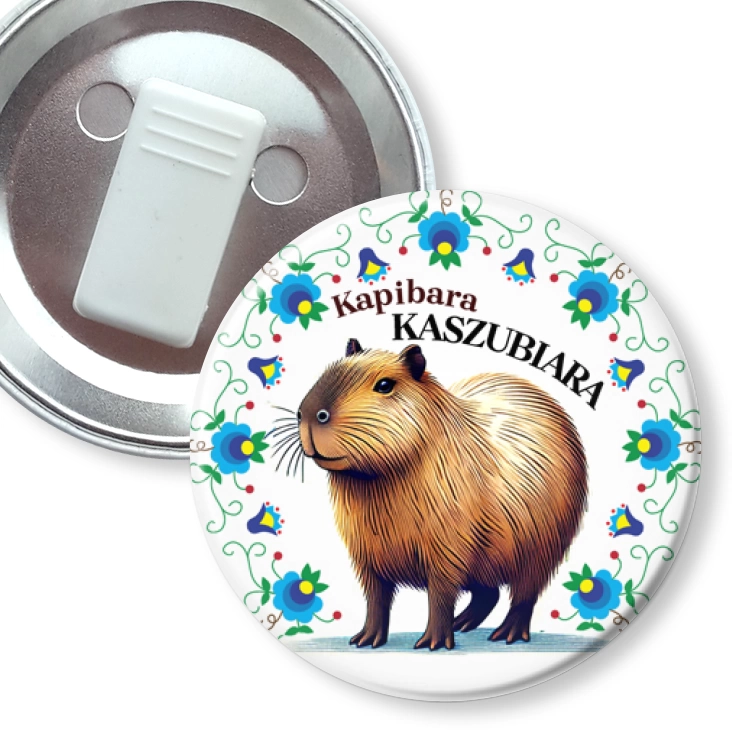 przypinka z żabką Kapibara Kaszubiara
