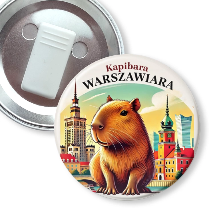 przypinka z żabką Kapibara Warszawiara