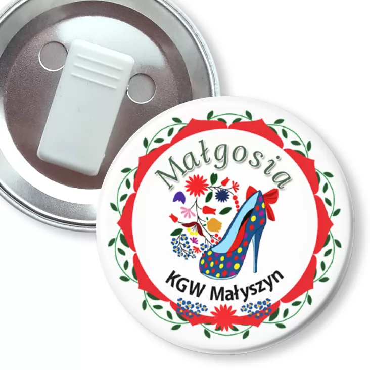 przypinka z żabką KGW Małyszyn