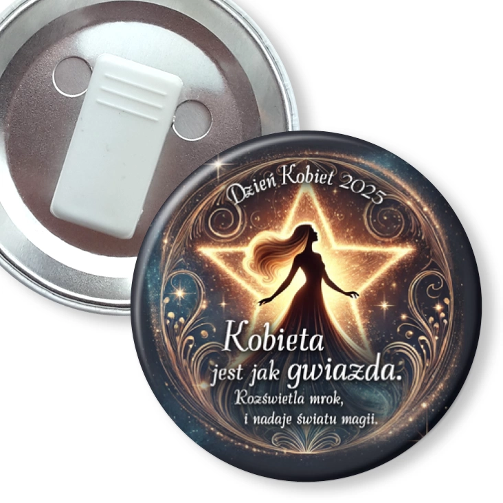 przypinka z żabką Kobieta jest jak gwiazda