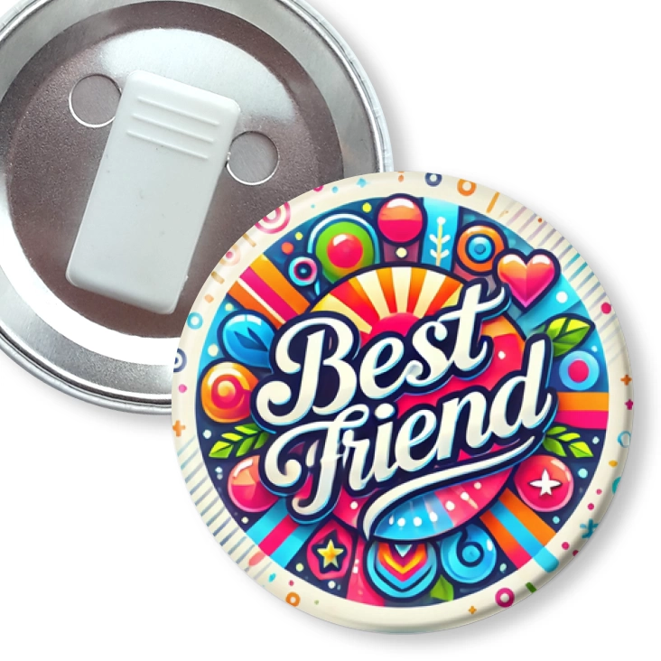 przypinka z żabką Kolorowy napis Best Friend