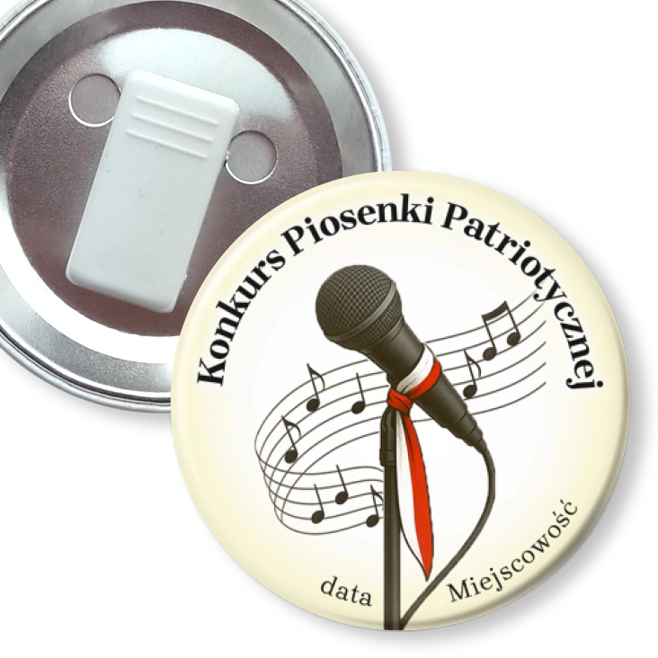 przypinka z żabką Konkurs piosenki patriotycznej mikrofon