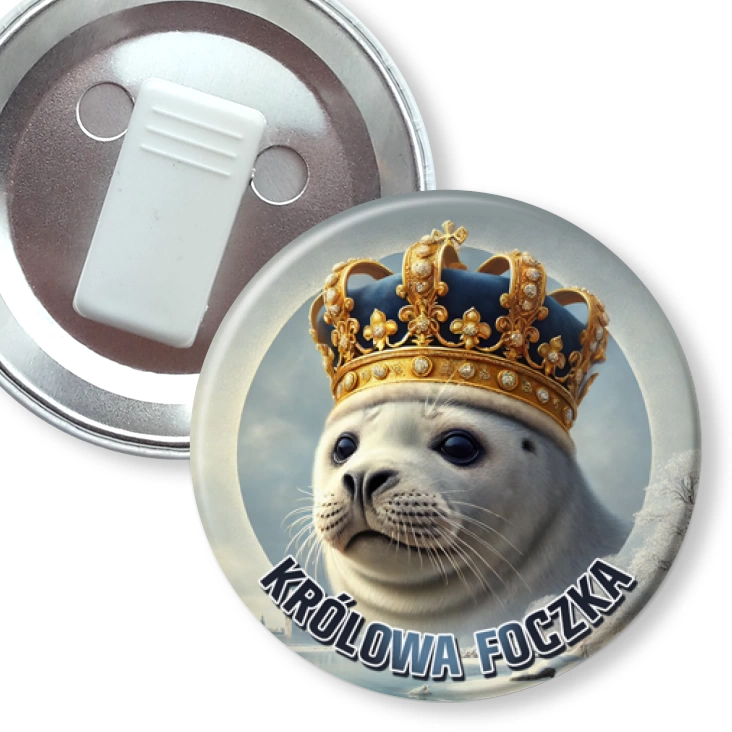 przypinka z żabką Królowa Foczka