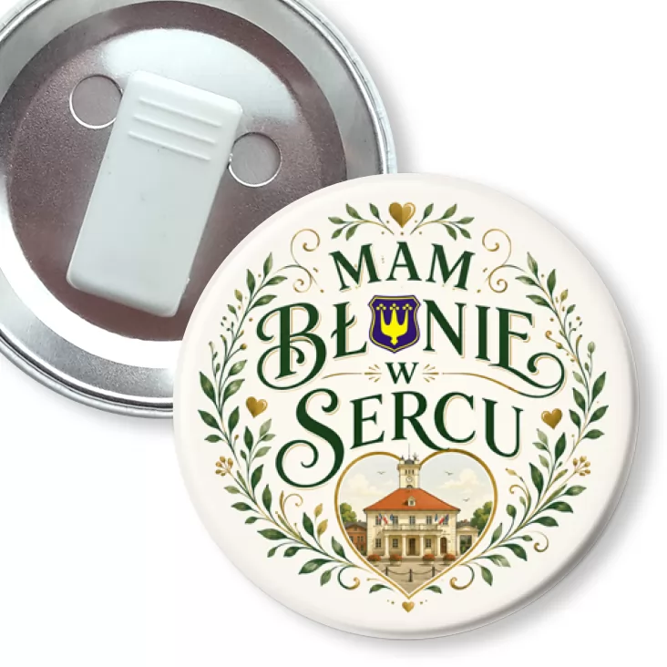 przypinka z żabką Mam Błonie w sercu