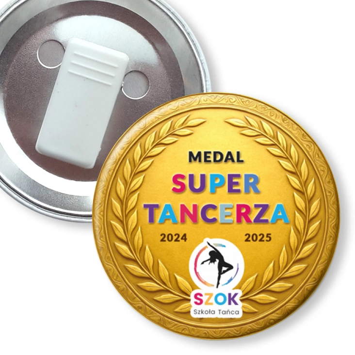 przypinka z żabką Medal Super Tancerza Szkoła Tańca Szok