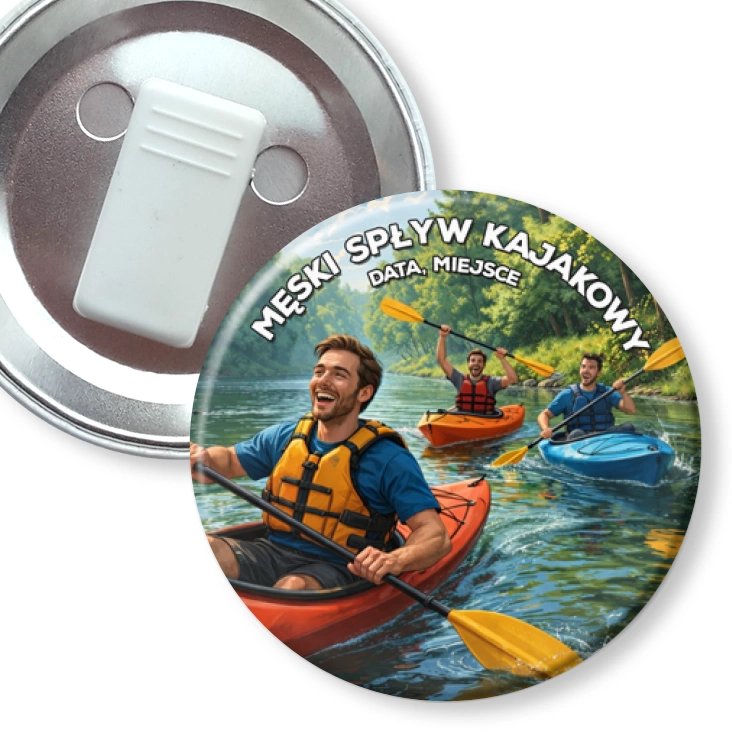 przypinka z żabką Męski spływ kajakowy