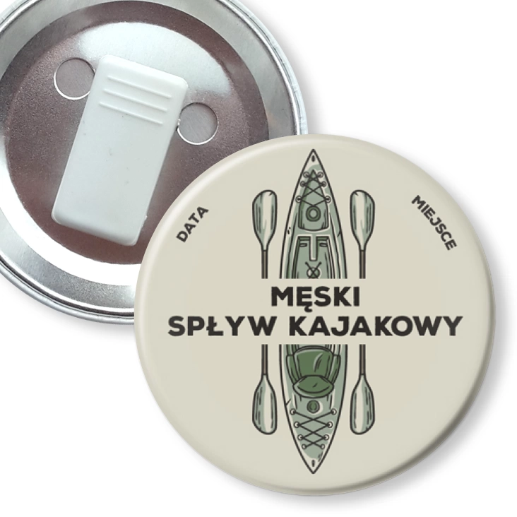 przypinka z żabką Męski wypad na spływ kajakowy