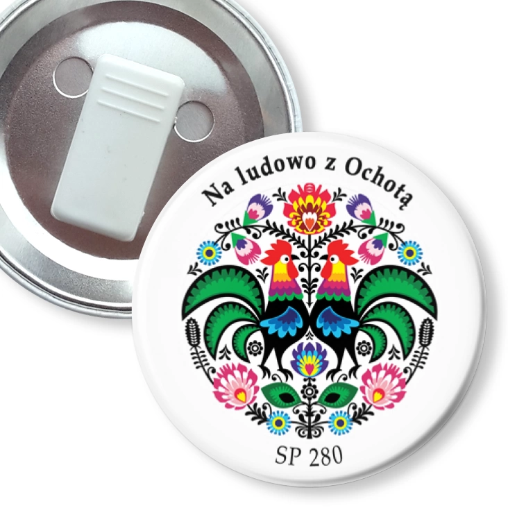 przypinka z żabką Na ludowo z Ochotą