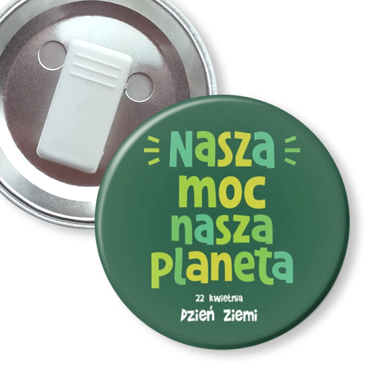 przypinka z żabką Nasza moc, nasza planeta