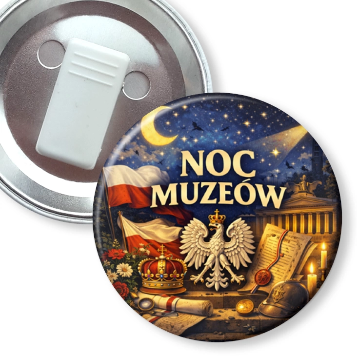 przypinka z żabką Noc Muzeów - symbole narodowe