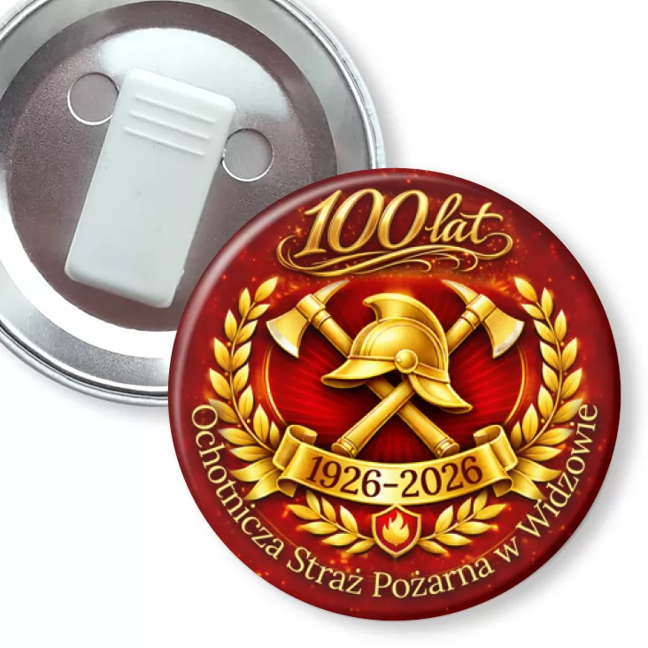 przypinka z żabką Ochotnicza Straż Pożarna w Widzowie 100 lat