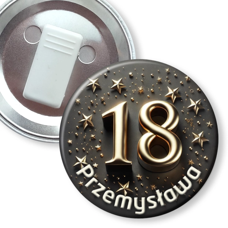 przypinka z żabką Osiemnastka gwiazdy 3d