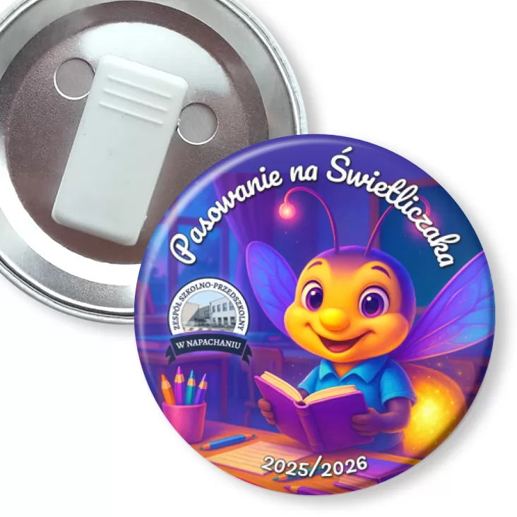 przypinka z żabką Pasowanie na Świetliczaka ZSP Napachanie świetlik