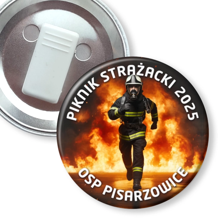 przypinka z żabką Piknik Strażacki 2025 OSP Pisarzowice