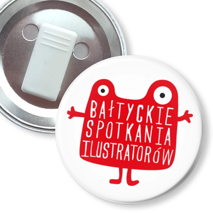 przypinka z żabką 13. Bałtyckie Spotkania Ilustratorów