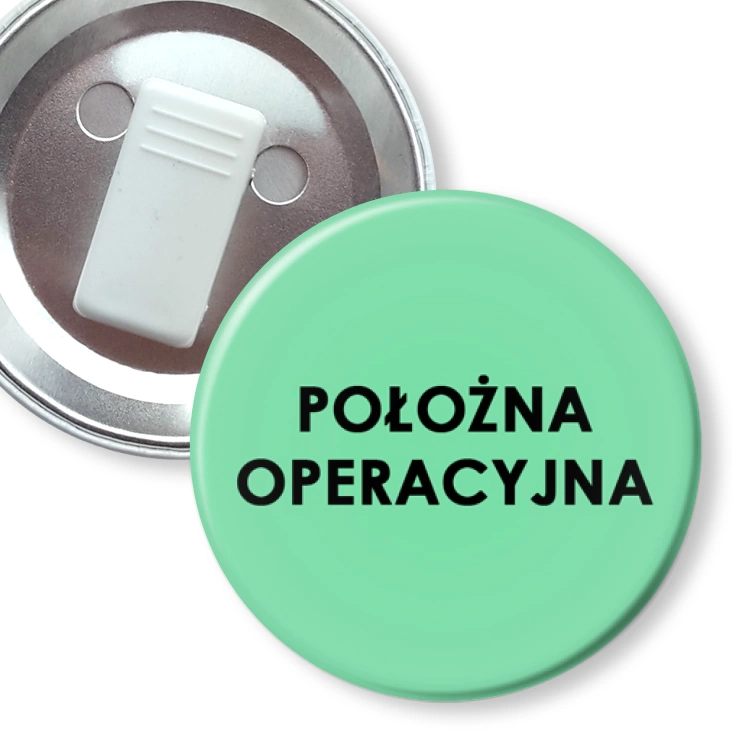 przypinka z żabką Położna operacyjna
