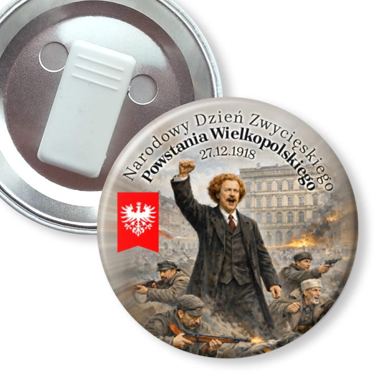 przypinka z żabką Powstanie Wielkopolskie Ignacy Jan Paderewski z powstańcami