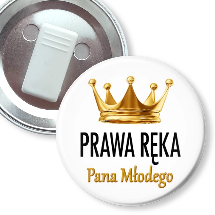 przypinka z żabką Prawa ręka Pana Młodego