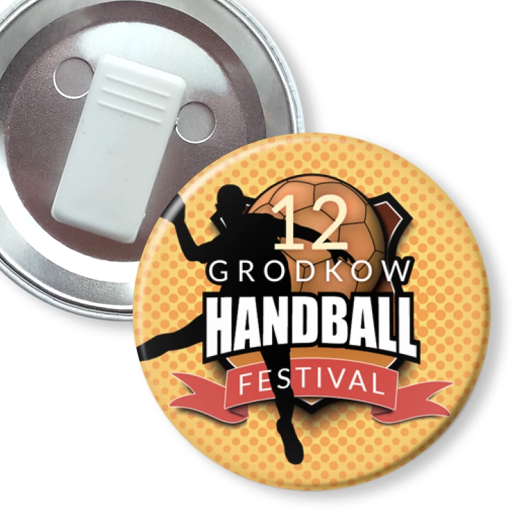 przypinka z żabką 12 Grodków Handball Festival