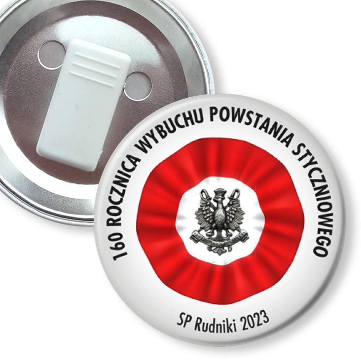 przypinka z żabką 160. Rocznica wybuchu Powstania Styczniowego SP Rudniki