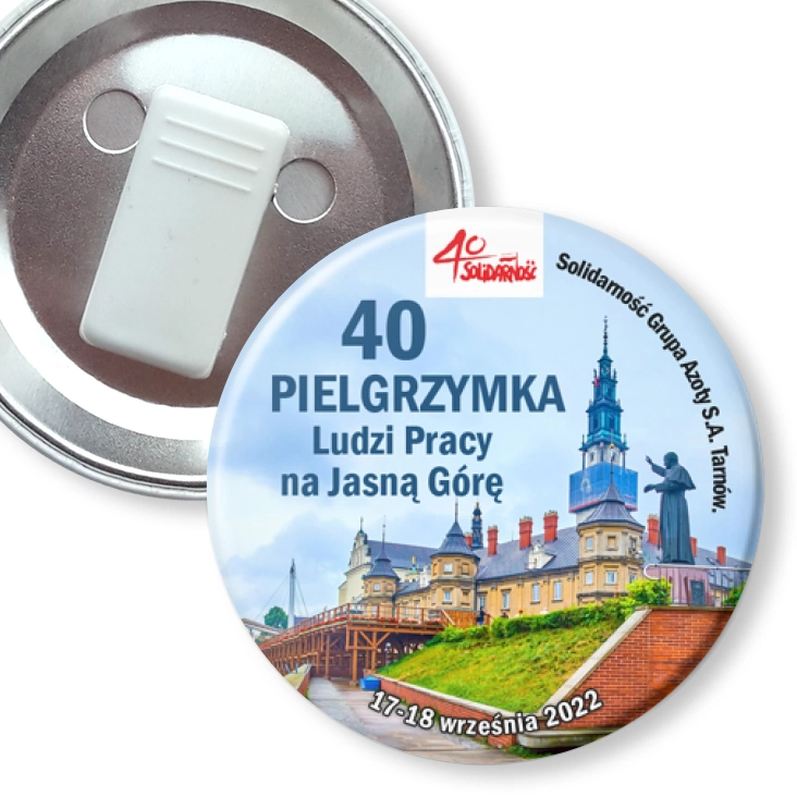 przypinka z żabką 40 Pielgrzymka Ludzi Pracy na Jasną Górę Grupa Azoty