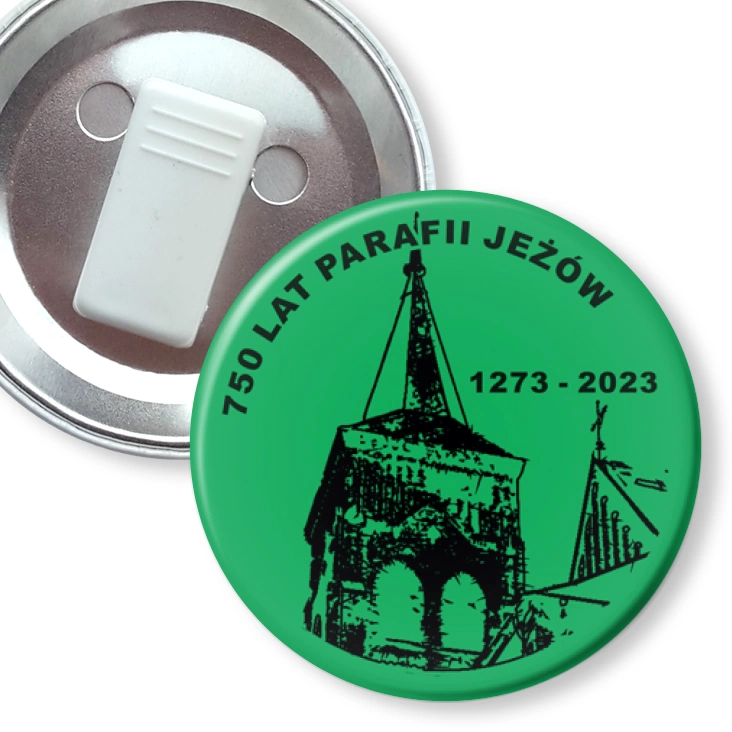 przypinka z żabką 750 lat parafii Jeżów