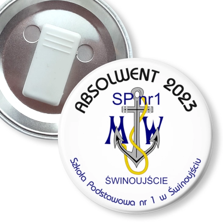przypinka z żabką Absolwent 2023 SP nr 1 w Świnoujściu