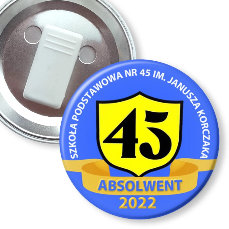 przypinka z żabką Absolwent SP 45 w Sosnowcu