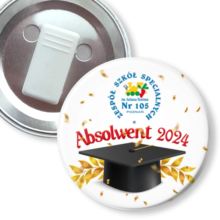 przypinka z żabką Absolwent Zespołu Szkół Specjalnych nr 105 w Poznaniu
