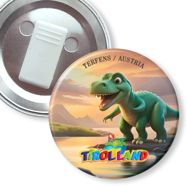 przypinka z żabką Bajkowy tyranozaur Tirolland